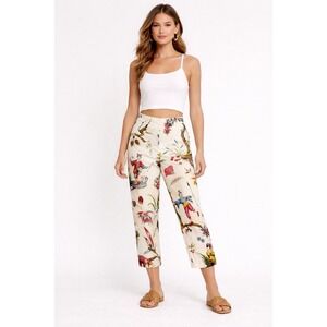 Y2K Steven Stolman Toile Print Pants Women's Size 6 Cotton Chinoiserie Palmbeach